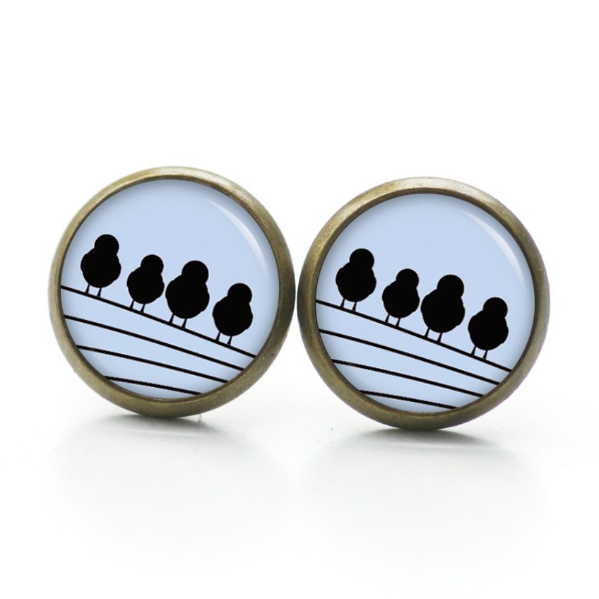 Ohrstecker, Ohrhänger, Clipse & Druckknopf – Motiv 4 Vögel auf dem Drahtseil Blau – Schmuck aus Edelstahl Ohrstecker, Ohrhänger, Clipse & Druckknopf - Motiv 4 Vögel auf dem Drahtseil Blau - Schmuck aus Edelstahl