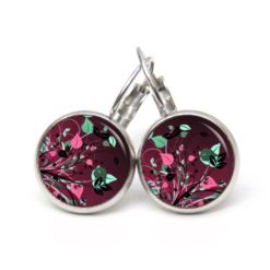 Druckknopf Ohrstecker Ohrhänger Clipse Blumenwiese in Rosarot, Rosa und Grün Druckknopf Ohrstecker Ohrhänger Clipse Blumenwiese in Rosarot, Rosa und Grün