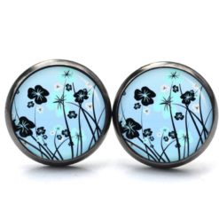 Ohrstecker, Ohrhänger, Clipse & Druckknopf – Motiv Blumenwiese in türkis – Schmuck aus Edelstahl Ohrstecker, Ohrhänger, Clipse & Druckknopf – Motiv Blumenwiese in türkis – Schmuck aus Edelstahl
