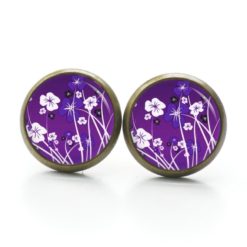 Druckknopf Ohrstecker Ohrhänger Clipse violette Blumenwiese Druckknopf Ohrstecker Ohrhänger Clipse violette Blumenwiese