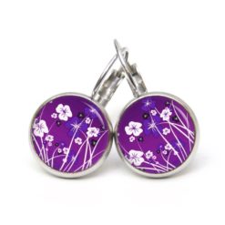 Druckknopf Ohrstecker Ohrhänger Clipse violette Blumenwiese Druckknopf Ohrstecker Ohrhänger Clipse violette Blumenwiese