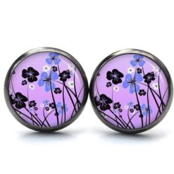 Ohrstecker, Ohrhänger, Clipse & Druckknopf – Motiv Lila Blumenwiese – Schmuck aus Edelstahl Ohrstecker, Ohrhänger, Clipse & Druckknopf – Motiv Lila Blumenwiese – Schmuck aus Edelstahl