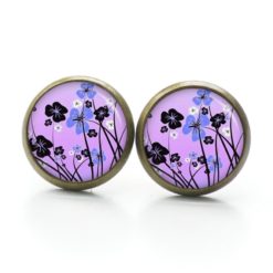 Ohrstecker, Ohrhänger, Clipse & Druckknopf – Motiv Lila Blumenwiese – Schmuck aus Edelstahl Ohrstecker, Ohrhänger, Clipse & Druckknopf – Motiv Lila Blumenwiese – Schmuck aus Edelstahl