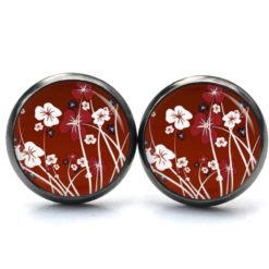 Druckknopf Ohrstecker Ohrhänger Clipse rote Blumenwiese Druckknopf Ohrstecker Ohrhänger Clipse rote Blumenwiese