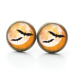 Druckknopf Ohrstecker Ohrhänger Clipse Halloween Vollmond mit Fledermäusen Druckknopf Ohrstecker Ohrhänger Clipse Halloween Vollmond mit Fledermäusen