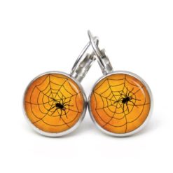 Druckknopf Ohrstecker Ohrhänger Clipse Halloween Spinne mit Spinnennetz Druckknopf Ohrstecker Ohrhänger Clipse Halloween Spinne mit Spinnennetz