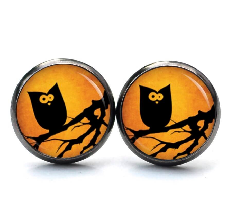 Druckknopf Ohrstecker Ohrhänger Clipse Halloween verrückte Eule Druckknopf Ohrstecker Ohrhänger Clipse Halloween verrückte Eule