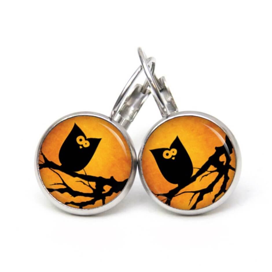 Druckknopf Ohrstecker Ohrhänger Clipse Halloween verrückte Eule Druckknopf Ohrstecker Ohrhänger Clipse Halloween verrückte Eule