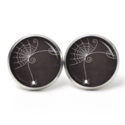 Druckknopf Ohrstecker Ohrhänger Clipse Halloween elegantes Spinnennetz mit Spinne