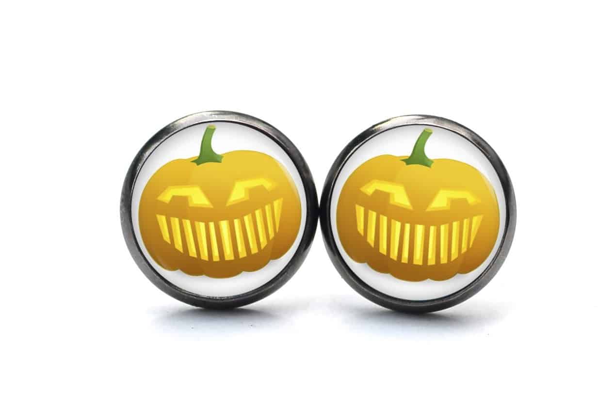 Druckknopf / Ohrstecker / Ohrhänger lustiger Halloween Kürbis Druckknopf / Ohrstecker / Ohrhänger lustiger Halloween Kürbis