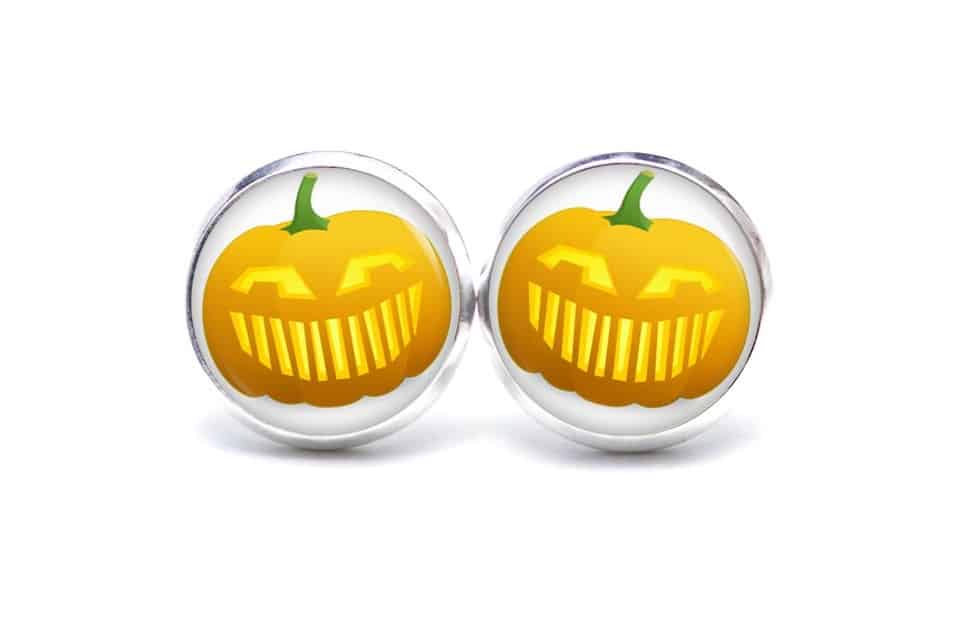 Druckknopf / Ohrstecker / Ohrhänger lustiger Halloween Kürbis Druckknopf / Ohrstecker / Ohrhänger lustiger Halloween Kürbis