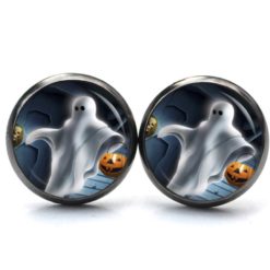Druckknopf Ohrstecker Ohrhänger Clipse Geist mit Kürbis Druckknopf Ohrstecker Ohrhänger Clipse Geist mit Kürbis