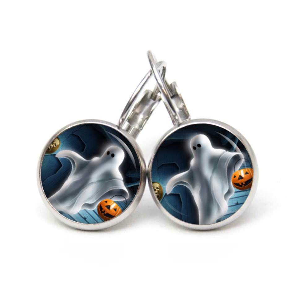 Druckknopf Ohrstecker Ohrhänger Clipse Geist mit Kürbis Druckknopf Ohrstecker Ohrhänger Clipse Geist mit Kürbis