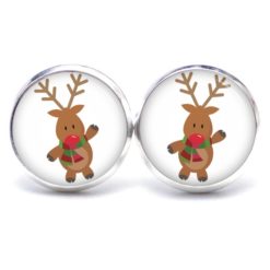 Weihnchtliche Ohrstecker Ohrhänger Clipse Druckknopf Rudolph Elch Reindeer in weiß