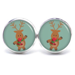 Weihnchtliche Ohrstecker Ohrhänger Clipse Druckknopf Rudolph Elch Reindeer in Türkis