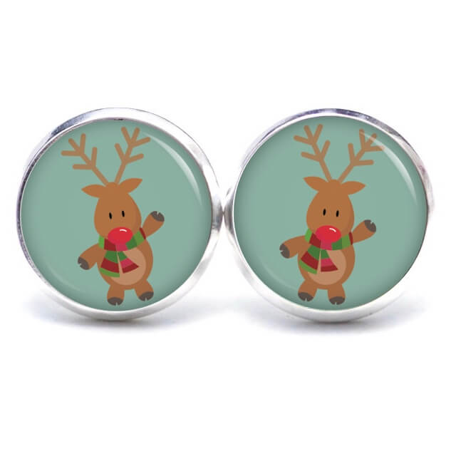 Weihnchtliche Ohrstecker Ohrhänger Clipse Druckknopf Rudolph Elch Reindeer in Türkis Weihnchtliche Ohrstecker Ohrhänger Clipse Druckknopf Rudolph Elch Reindeer in Türkis