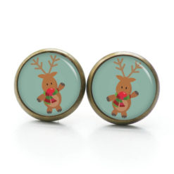 Weihnchtliche Ohrstecker Ohrhänger Clipse Druckknopf Rudolph Elch Reindeer in Türkis Weihnchtliche Ohrstecker Ohrhänger Clipse Druckknopf Rudolph Elch Reindeer in Türkis