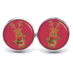 Weihnchtliche Ohrstecker Ohrhänger Clipse Druckknopf Rudolph Elch Reindeer in Rosarot