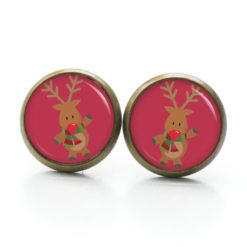Weihnchtliche Ohrstecker Ohrhänger Clipse Druckknopf Rudolph Elch Reindeer in Rosarot Weihnchtliche Ohrstecker Ohrhänger Clipse Druckknopf Rudolph Elch Reindeer in Rosarot