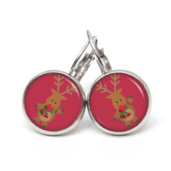 Weihnchtliche Ohrstecker Ohrhänger Clipse Druckknopf Rudolph Elch Reindeer in Rosarot Weihnchtliche Ohrstecker Ohrhänger Clipse Druckknopf Rudolph Elch Reindeer in Rosarot