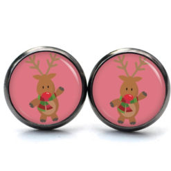 Weihnchtliche Ohrstecker Ohrhänger Clipse Druckknopf Rudolph Elch Reindeer in Rosa Weihnchtliche Ohrstecker Ohrhänger Clipse Druckknopf Rudolph Elch Reindeer in Rosa