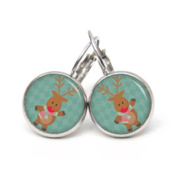 Weihnchtliche Ohrstecker Ohrhänger Clipse Druckknopf Rudolph Elch Reindeer in Türkis Weihnchtliche Ohrstecker Ohrhänger Clipse Druckknopf Rudolph Elch Reindeer in Türkis