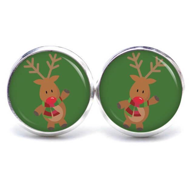 Weihnchtliche Ohrstecker Ohrhänger Clipse Druckknopf Rudolph Elch Reindeer in Grün Weihnchtliche Ohrstecker Ohrhänger Clipse Druckknopf Rudolph Elch Reindeer in Grün