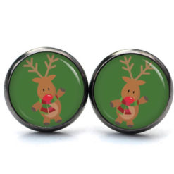 Weihnchtliche Ohrstecker Ohrhänger Clipse Druckknopf Rudolph Elch Reindeer in Grün Weihnchtliche Ohrstecker Ohrhänger Clipse Druckknopf Rudolph Elch Reindeer in Grün