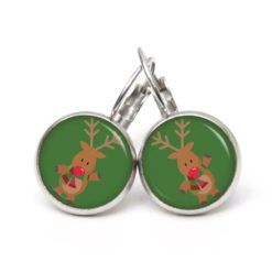 Weihnchtliche Ohrstecker Ohrhänger Clipse Druckknopf Rudolph Elch Reindeer in Grün Weihnchtliche Ohrstecker Ohrhänger Clipse Druckknopf Rudolph Elch Reindeer in Grün