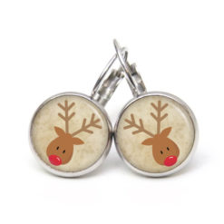 Weihnchtliche Ohrstecker Ohrhänger Clipse Druckknopf Rudolph Elch Reindeer in Beige Weihnchtliche Ohrstecker Ohrhänger Clipse Druckknopf Rudolph Elch Reindeer in Beige