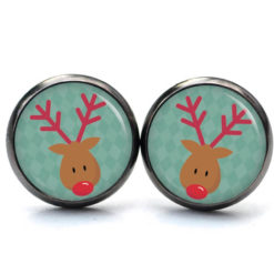 Weihnchtliche Ohrstecker Ohrhänger Clipse Druckknopf Rudolph Elch Reindeer in Türkis Weihnchtliche Ohrstecker Ohrhänger Clipse Druckknopf Rudolph Elch Reindeer in Türkis