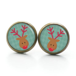 Weihnchtliche Ohrstecker Ohrhänger Clipse Druckknopf Rudolph Elch Reindeer in Türkis Weihnchtliche Ohrstecker Ohrhänger Clipse Druckknopf Rudolph Elch Reindeer in Türkis