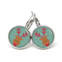 Weihnchtliche Ohrstecker Ohrhänger Clipse Druckknopf Rudolph Elch Reindeer in Türkis Weihnchtliche Ohrstecker Ohrhänger Clipse Druckknopf Rudolph Elch Reindeer in Türkis