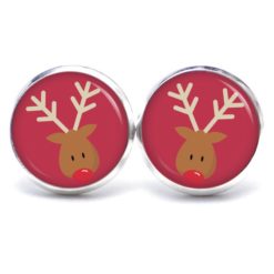 Weihnchtliche Ohrstecker Ohrhänger Clipse Druckknopf Rudolph Elch Reindeer in Rosarot
