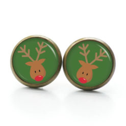 Weihnchtliche Ohrstecker Ohrhänger Clipse Druckknopf Rudolph Elch Reindeer in Dunkelgrün Weihnchtliche Ohrstecker Ohrhänger Clipse Druckknopf Rudolph Elch Reindeer in Dunkelgrün