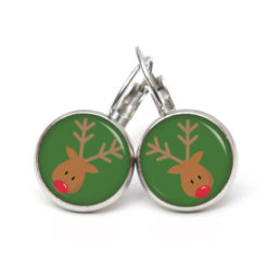 Weihnchtliche Ohrstecker Ohrhänger Clipse Druckknopf Rudolph Elch Reindeer in Dunkelgrün Weihnchtliche Ohrstecker Ohrhänger Clipse Druckknopf Rudolph Elch Reindeer in Dunkelgrün