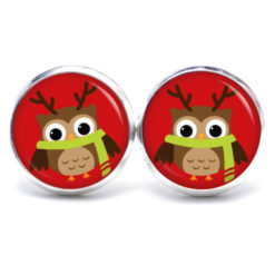 Weihnchtliche Ohrstecker Ohrhänger Clipse Druckknopf kleine Eule als weihnachts Elch
