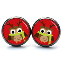 Weihnchtliche Ohrstecker Ohrhänger Clipse Druckknopf kleine Eule als weihnachts Elch Weihnchtliche Ohrstecker Ohrhänger Clipse Druckknopf kleine Eule als weihnachts Elch