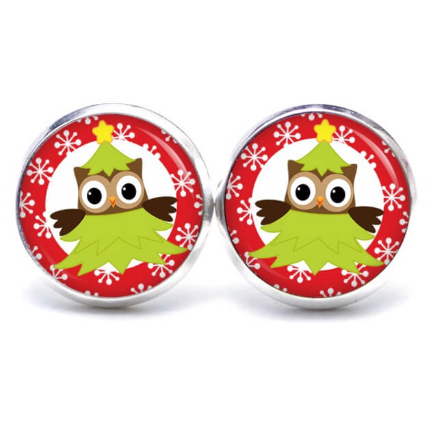 Weihnchtliche Ohrstecker Ohrhänger Clipse Druckknopf kleine Christkind Eule grün rot Weihnchtliche Ohrstecker Ohrhänger Clipse Druckknopf kleine Christkind Eule grün rot