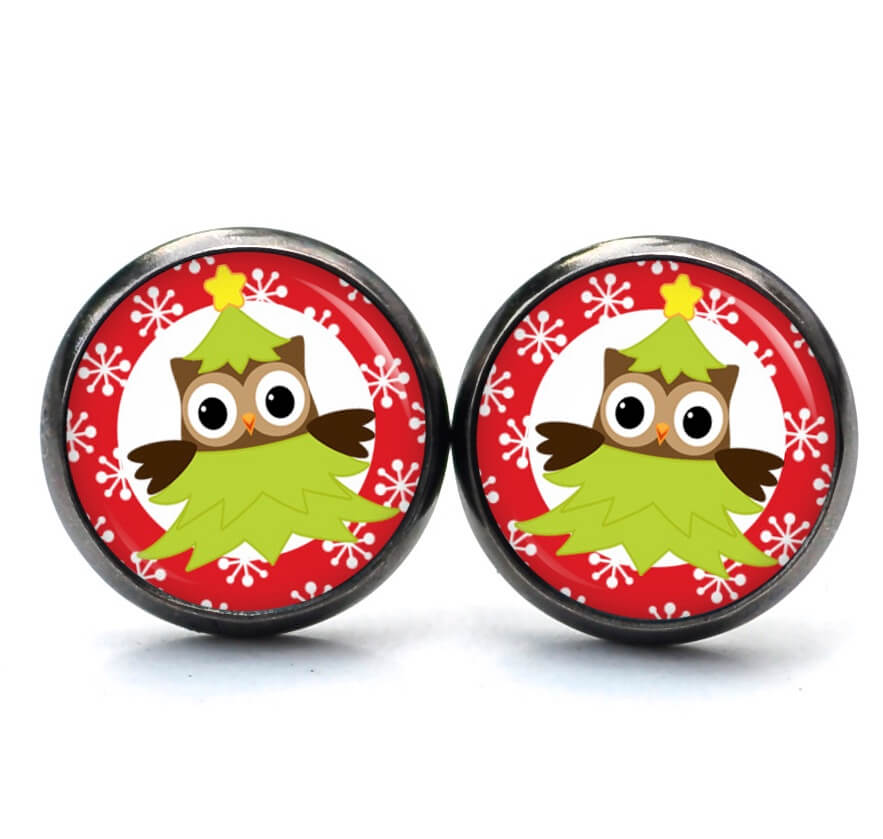 Weihnchtliche Ohrstecker Ohrhänger Clipse Druckknopf kleine Christkind Eule grün rot Weihnchtliche Ohrstecker Ohrhänger Clipse Druckknopf kleine Christkind Eule grün rot