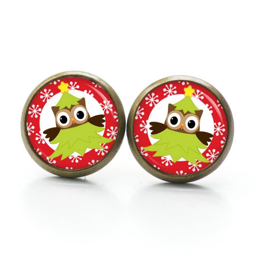 Weihnchtliche Ohrstecker Ohrhänger Clipse Druckknopf kleine Christkind Eule grün rot Weihnchtliche Ohrstecker Ohrhänger Clipse Druckknopf kleine Christkind Eule grün rot