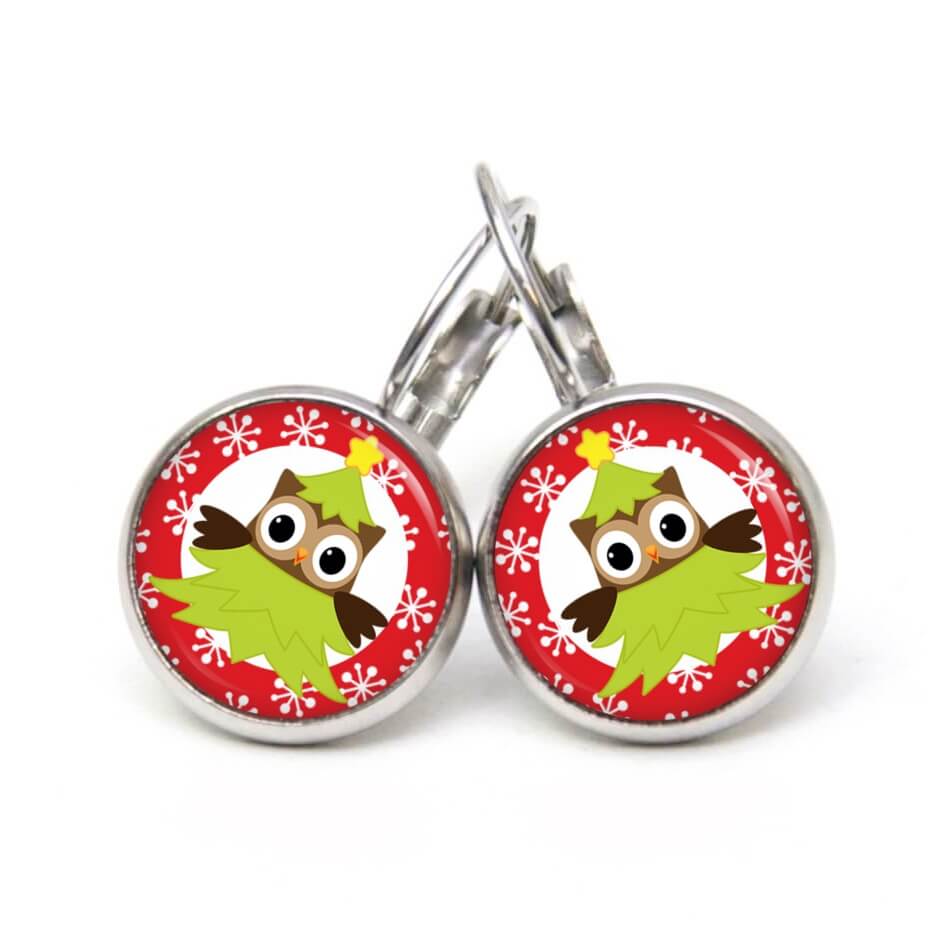 Weihnchtliche Ohrstecker Ohrhänger Clipse Druckknopf kleine Christkind Eule grün rot Weihnchtliche Ohrstecker Ohrhänger Clipse Druckknopf kleine Christkind Eule grün rot