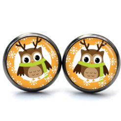 Weihnchtliche Ohrstecker Ohrhänger Clipse Druckknopf kleine Eule als Elch orange Weihnchtliche Ohrstecker Ohrhänger Clipse Druckknopf kleine Eule als Elch orange