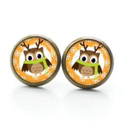Weihnchtliche Ohrstecker Ohrhänger Clipse Druckknopf kleine Eule als Elch orange Weihnchtliche Ohrstecker Ohrhänger Clipse Druckknopf kleine Eule als Elch orange