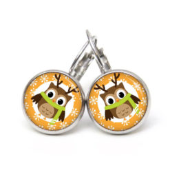 Weihnchtliche Ohrstecker Ohrhänger Clipse Druckknopf kleine Eule als Elch orange Weihnchtliche Ohrstecker Ohrhänger Clipse Druckknopf kleine Eule als Elch orange