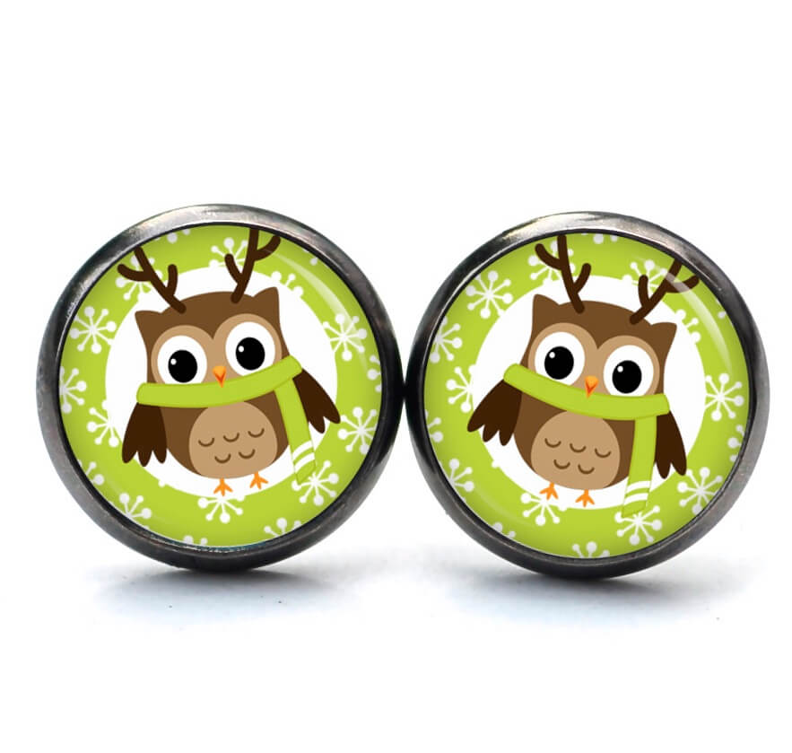 Weihnchtliche Ohrstecker Ohrhänger Clipse Druckknopf kleine Eule als Elch Weihnchtliche Ohrstecker Ohrhänger Clipse Druckknopf kleine Eule als Elch