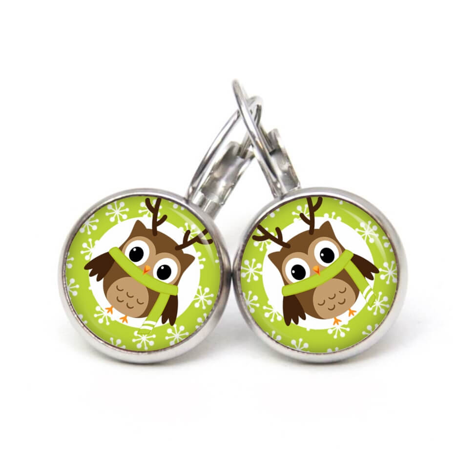 Weihnchtliche Ohrstecker Ohrhänger Clipse Druckknopf kleine Eule als Elch Weihnchtliche Ohrstecker Ohrhänger Clipse Druckknopf kleine Eule als Elch