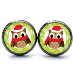 Weihnchtliche Ohrstecker Ohrhänger Clipse Druckknopf Weihnachts Eule mit rotem Schal Weihnchtliche Ohrstecker Ohrhänger Clipse Druckknopf Weihnachts Eule mit rotem Schal