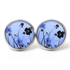 Ohrstecker, Ohrhänger, Clipse & Druckknopf – Motiv zart blaue Blumenwiese – Schmuck aus Edelstahl