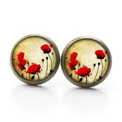 Druckknopf Ohrstecker Ohrhänger Mohnblumen rote Blumen Druckknopf Ohrstecker Ohrhänger Mohnblumen rote Blumen
